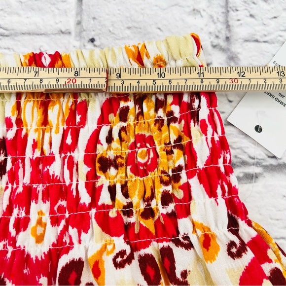 Ophelia Roe Skirt BOHO Womans Size Small Pink and Orange Smocked A-Line Maxi - Picture 8 of 9